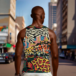 African Wildlife Men Tank Top Animal Pattern