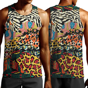 African Wildlife Men Tank Top Animal Pattern