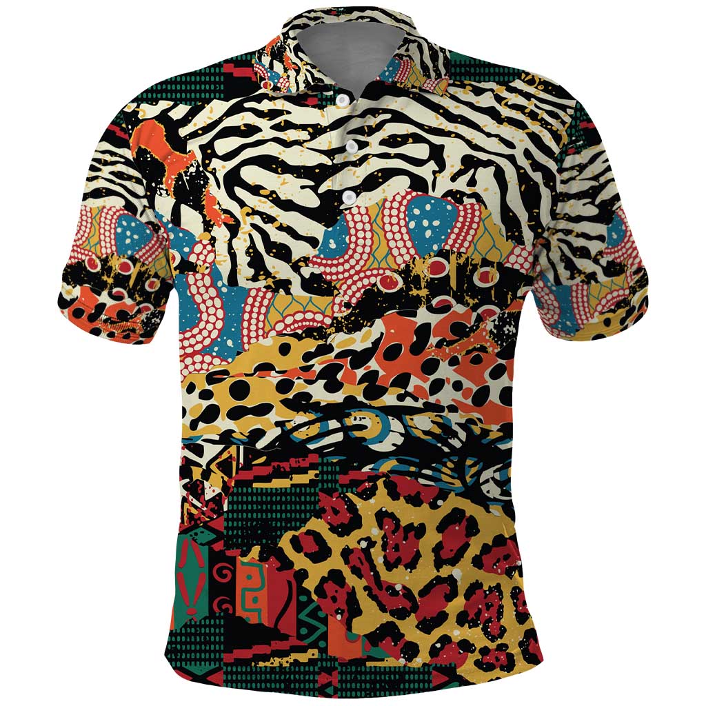 African Wildlife Polo Shirt Animal Pattern