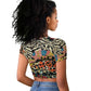 African Wildlife Raglan Cropped T shirt Animal Pattern