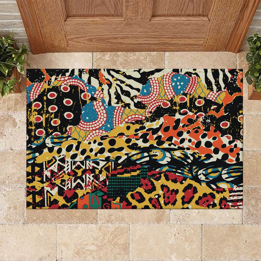 African Wildlife Rubber Doormat Animal Pattern