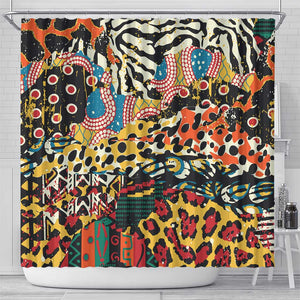 African Wildlife Shower Curtain Animal Pattern