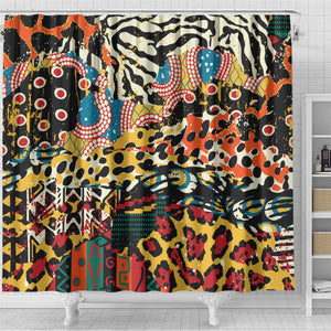 African Wildlife Shower Curtain Animal Pattern