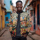 African Wildlife Sleeve Zip Bomber Jacket Animal Pattern
