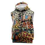 African Wildlife Sleeveless Zip Hoodie Animal Pattern - African Pride