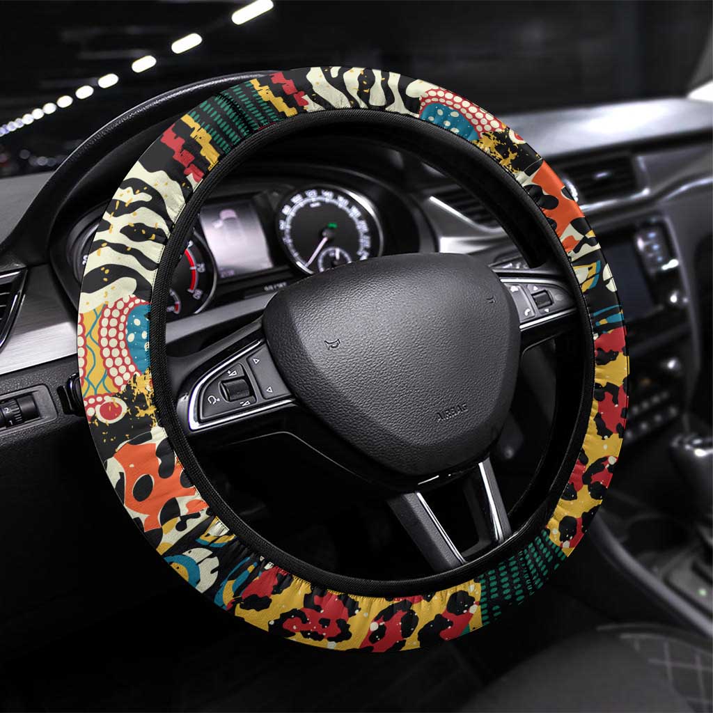 African Wildlife Steering Wheel Cover Animal Pattern