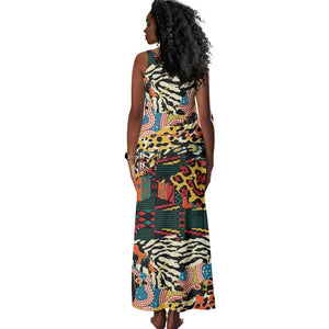 African Wildlife Tank Maxi Dress Animal Pattern