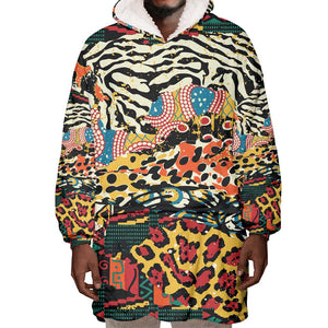 African Wildlife Wearable Blanket Hoodie Animal Pattern