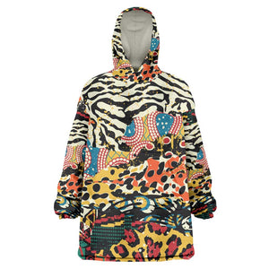 African Wildlife Wearable Blanket Hoodie Animal Pattern