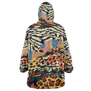 African Wildlife Wearable Blanket Hoodie Animal Pattern