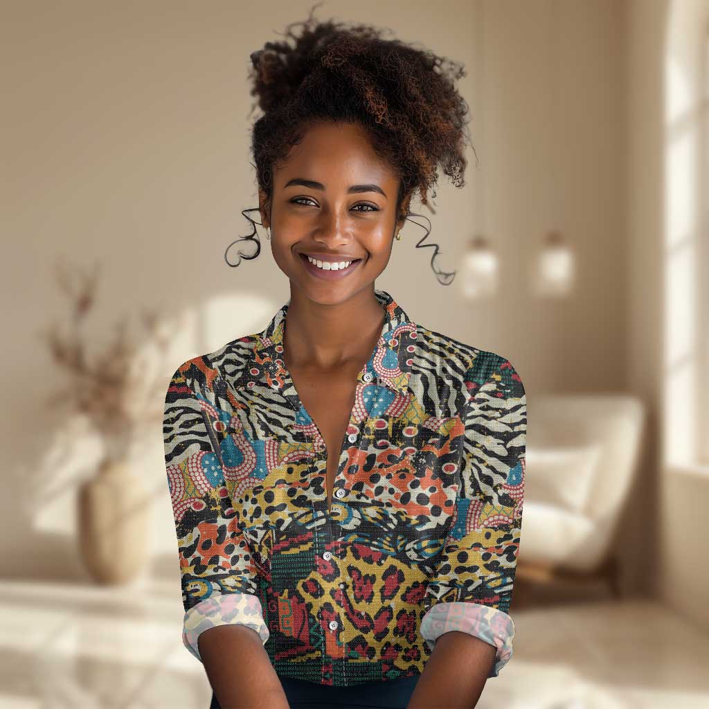 African Wildlife Women Casual Shirt Animal Pattern