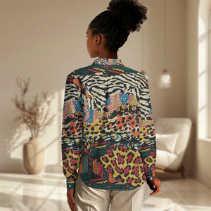 African Wildlife Women Casual Shirt Animal Pattern