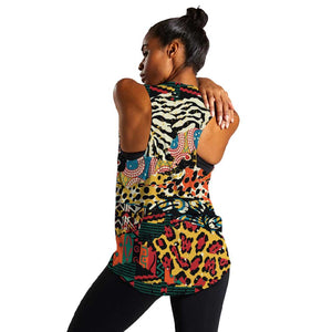 African Wildlife Women Racerback Tank Animal Pattern