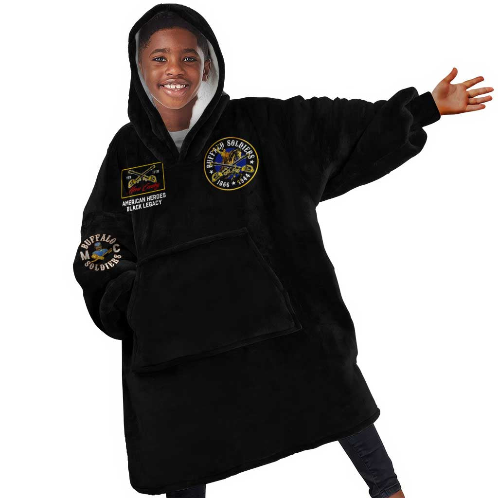 Buffalo Soldiers Kid Wearable Blanket Hoodie 1866-1944 African American Black Heros Legacy - African Pride