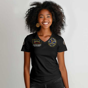 Buffalo Soldiers Women V-Neck T-Shirt 1866-1944 African American Black Heros Legacy - African Pride