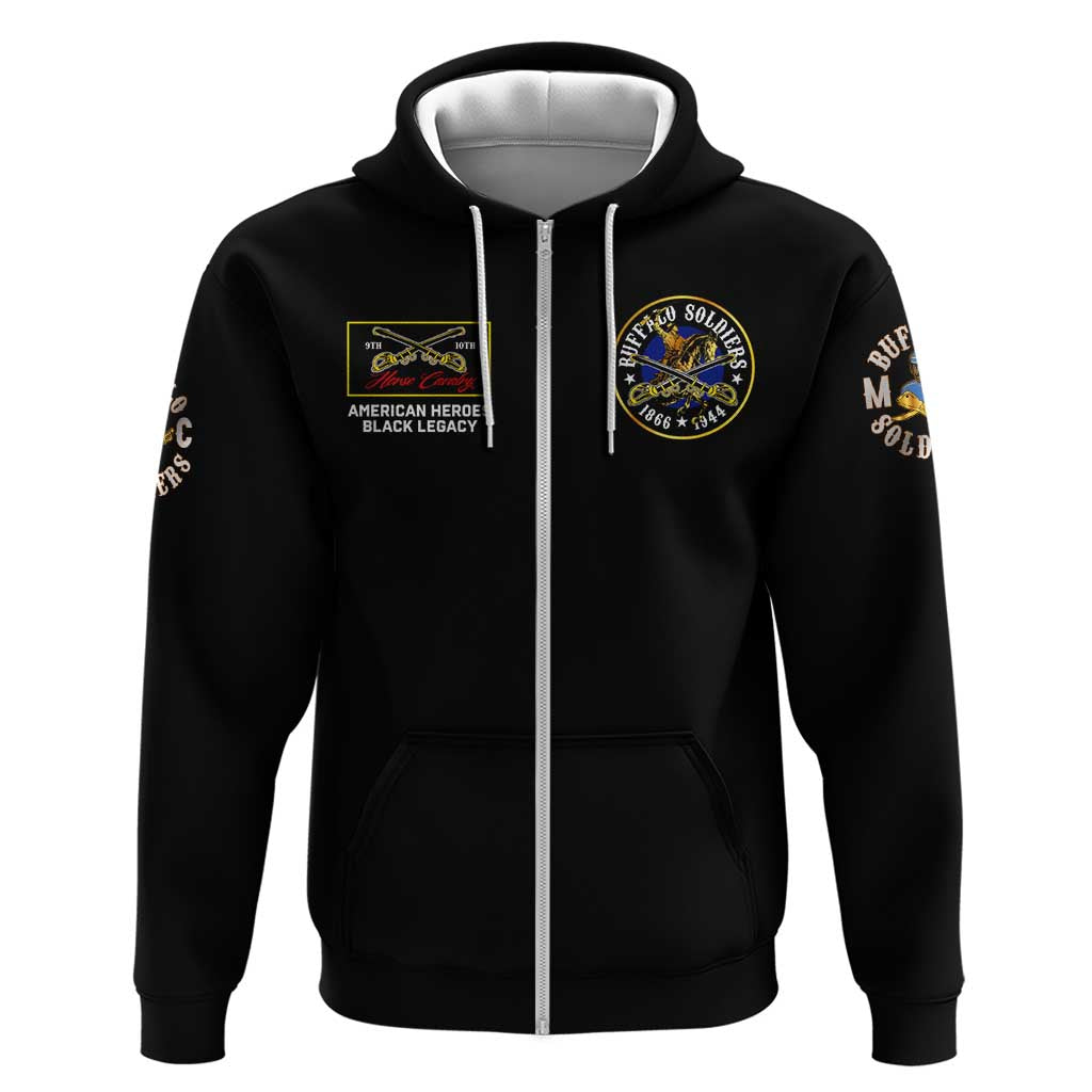 Buffalo Soldiers Zip Hoodie 1866-1944 African American Black Heros Legacy - African Pride