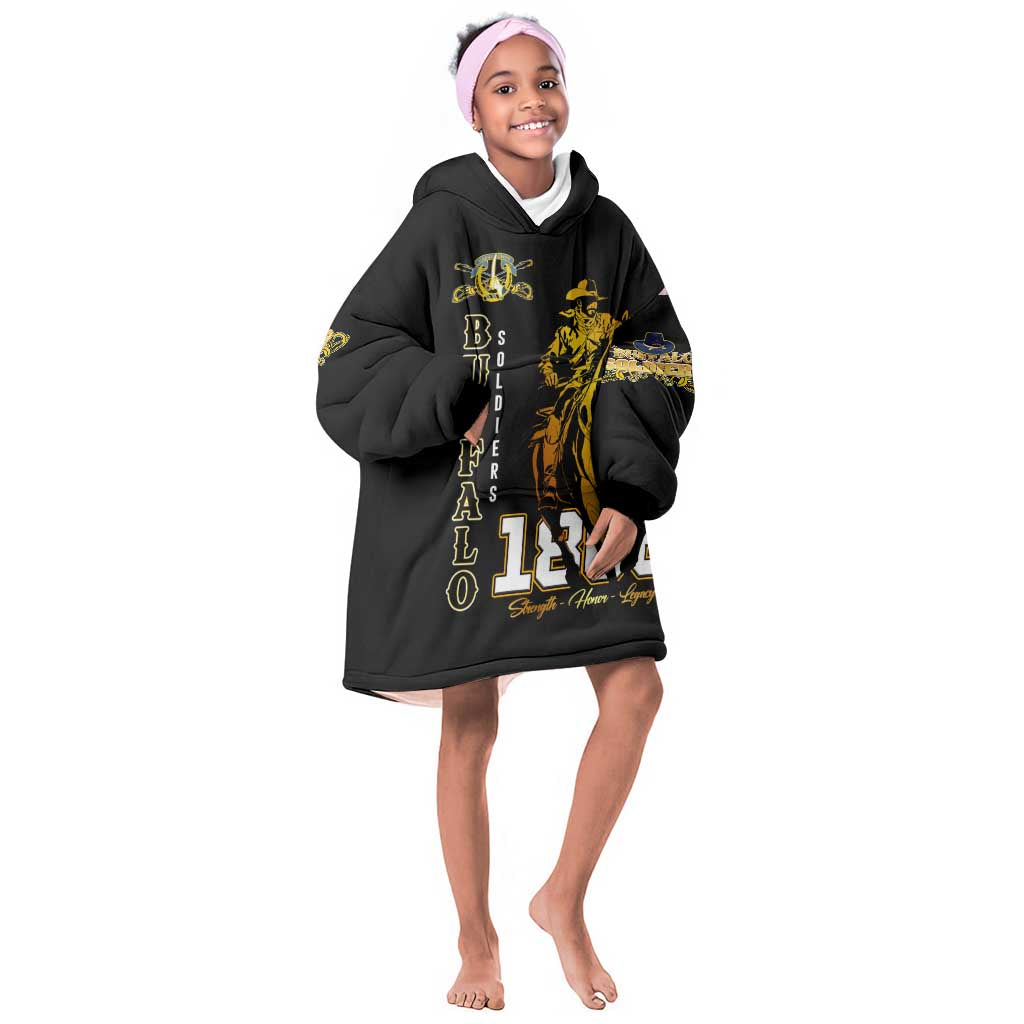 Strength Honor Legacy Buffalo Soldiers Kid Wearable Blanket Hoodie African American Cavalry Tribute - African Pride