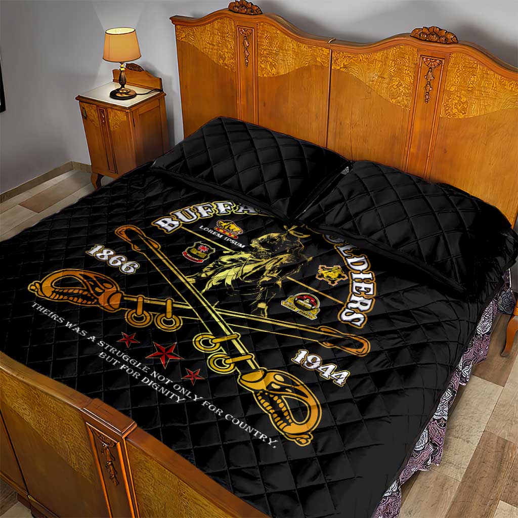 Strength Honor Legacy Buffalo Soldiers Quilt Bed Set African American Cavalry Tribute - African Pride