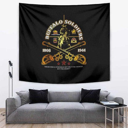 Strength Honor Legacy Buffalo Soldiers Tapestry African American Cavalry Tribute - African Pride