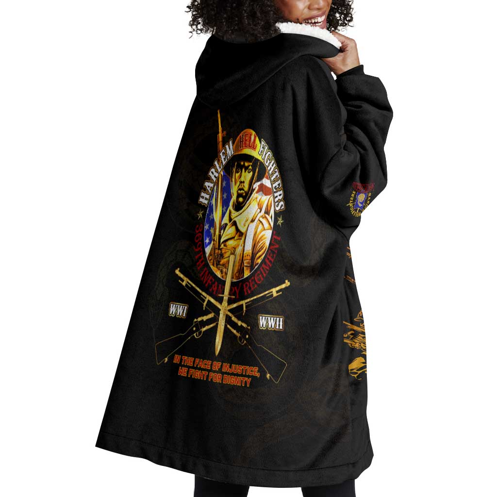 Harlem Hellfighters 369th Infantry Regiment Wearable Blanket Hoodie Fight for Dignity WWII - African Pride