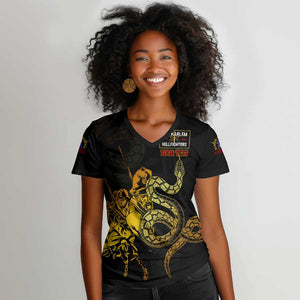 Harlem Hellfighters 369th Infantry Regiment Women V-Neck T-Shirt Fight for Dignity WWII - African Pride