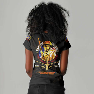 Harlem Hellfighters 369th Infantry Regiment Women V-Neck T-Shirt Fight for Dignity WWII - African Pride