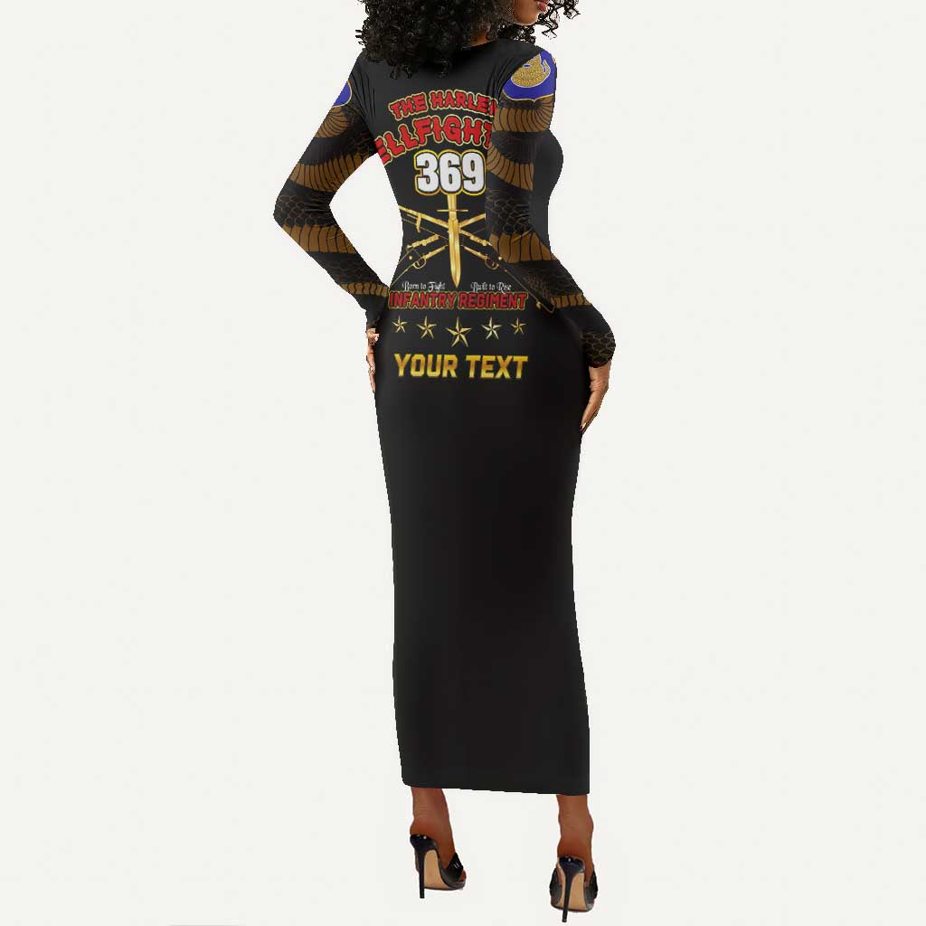 Harlem Hellfighters Long Sleeve Bodycon Dress 369th Regiment Legacy at Sea - African Pride