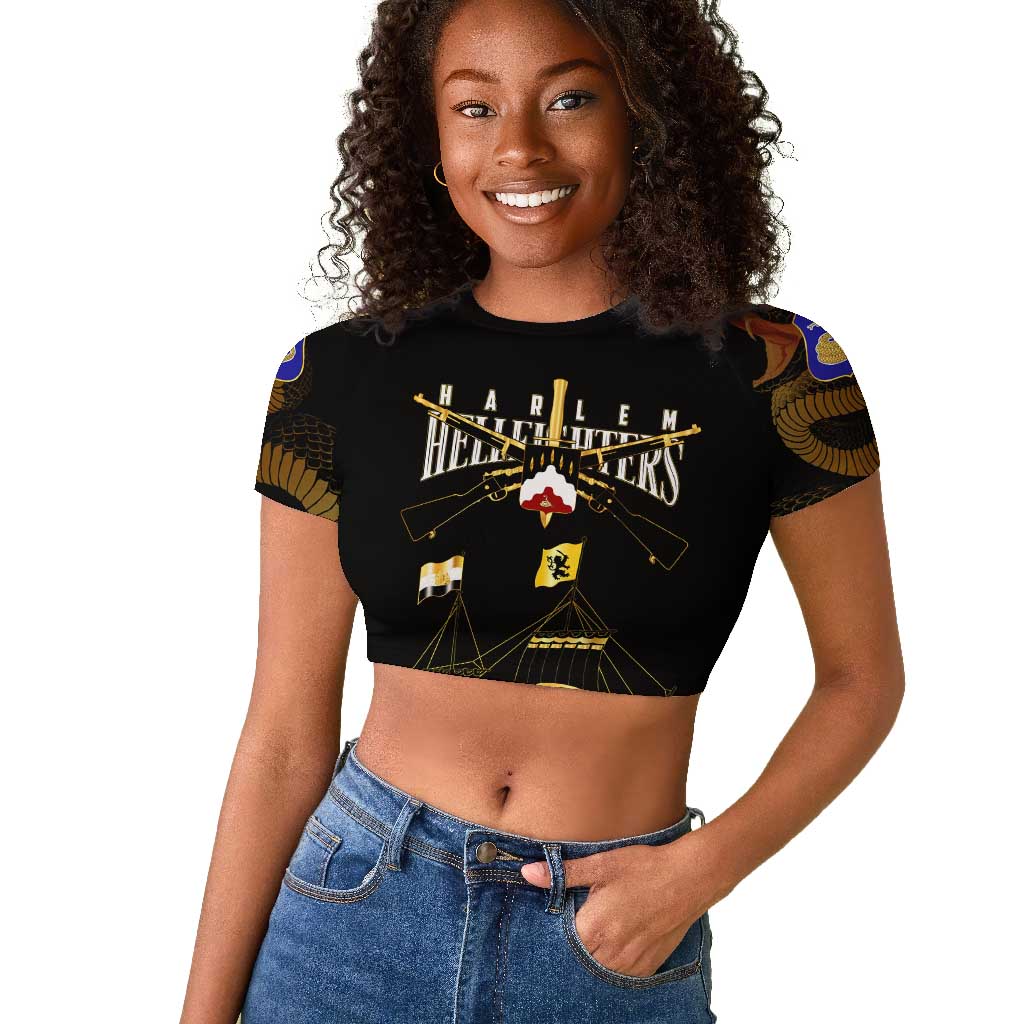 Harlem Hellfighters Raglan Cropped T shirt 369th Regiment Legacy at Sea - African Pride