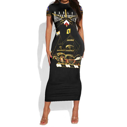 Harlem Hellfighters Short Sleeve Bodycon Dress 369th Regiment Legacy at Sea - African Pride