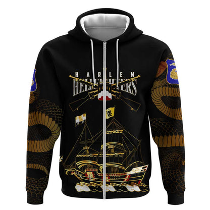 Harlem Hellfighters Zip Hoodie 369th Regiment Legacy at Sea - African Pride