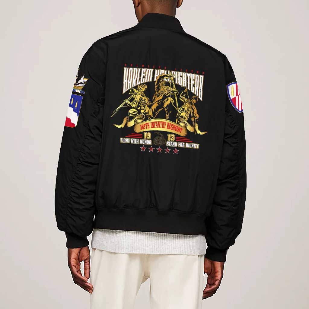 Harlem Hellfighters 1913 Bomber Jacket Fight with Honor, Stand for Dignity - 369th Infantry Regiment - African Pride