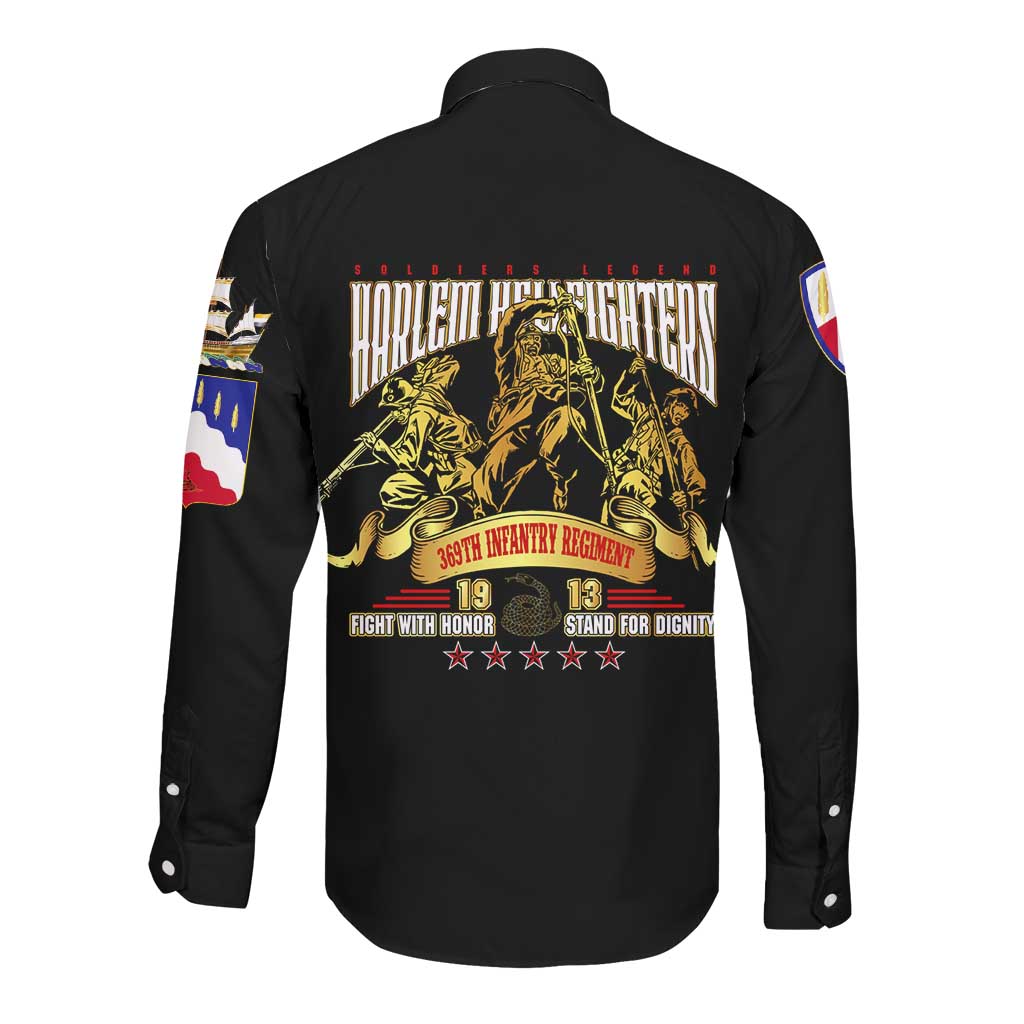 Harlem Hellfighters 1913 Long Sleeve Button Shirt Fight with Honor, Stand for Dignity - 369th Infantry Regiment - African Pride
