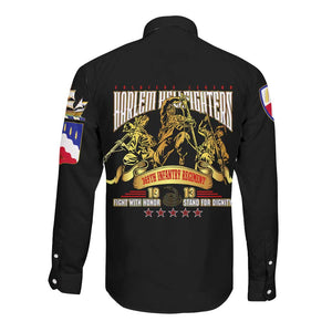 Harlem Hellfighters 1913 Long Sleeve Button Shirt Fight with Honor, Stand for Dignity - 369th Infantry Regiment - African Pride
