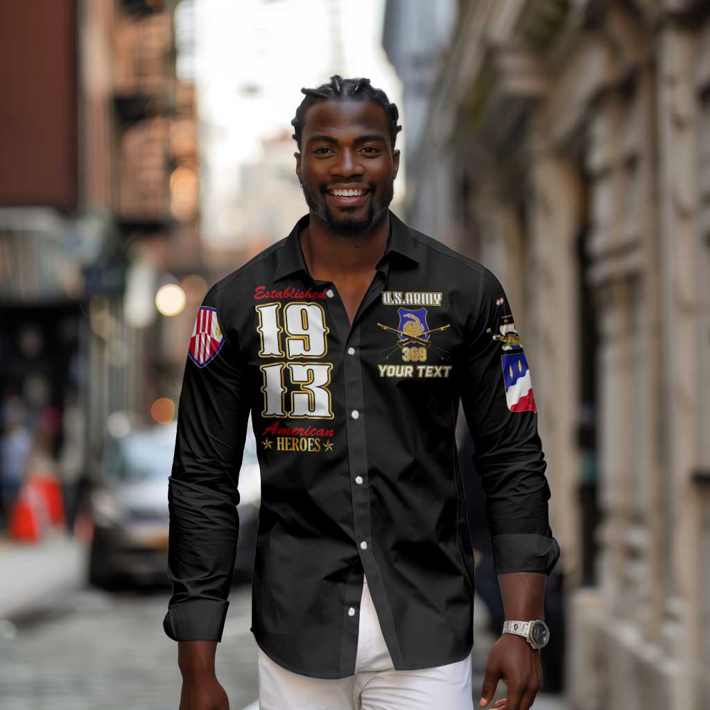 Harlem Hellfighters 1913 Long Sleeve Button Shirt Fight with Honor, Stand for Dignity - 369th Infantry Regiment - African Pride