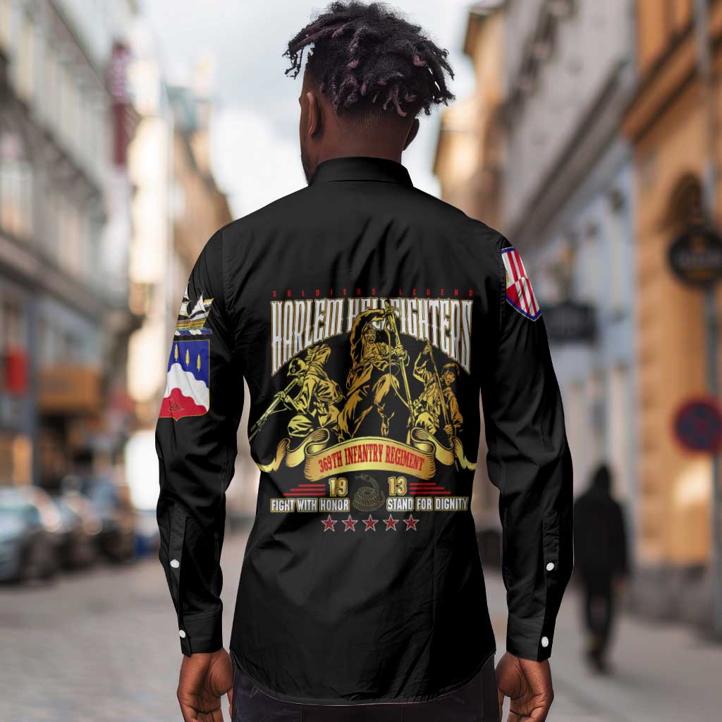 Harlem Hellfighters 1913 Long Sleeve Button Shirt Fight with Honor, Stand for Dignity - 369th Infantry Regiment - African Pride