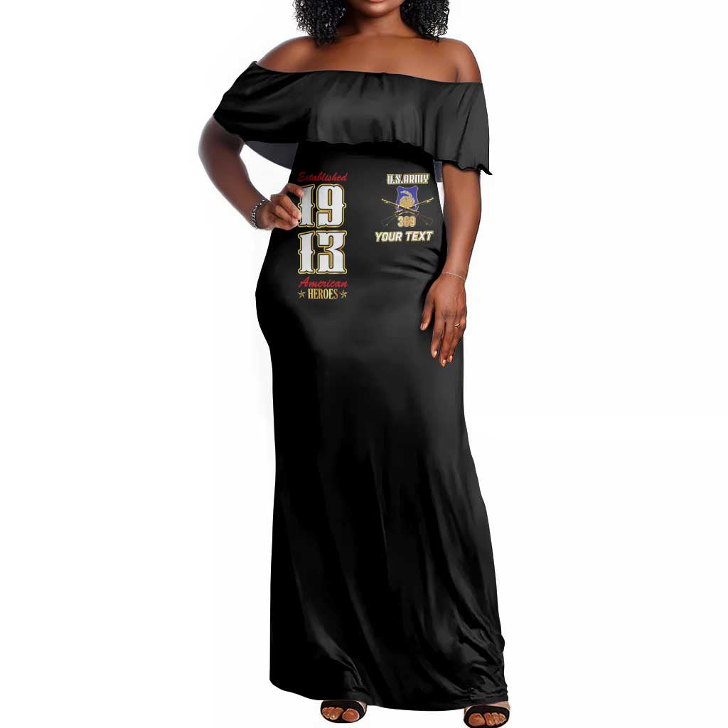Harlem Hellfighters 1913 Off Shoulder Maxi Dress Fight with Honor, Stand for Dignity - 369th Infantry Regiment - African Pride