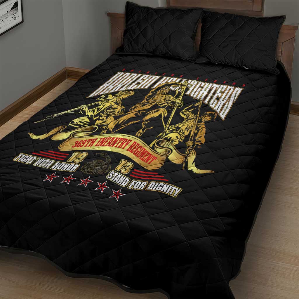 Harlem Hellfighters 1913 Quilt Bed Set Fight with Honor, Stand for Dignity - 369th Infantry Regiment - African Pride