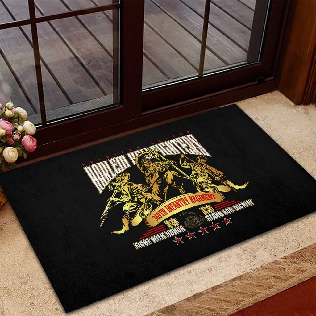 Harlem Hellfighters 1913 Rubber Doormat Fight with Honor, Stand for Dignity - 369th Infantry Regiment - African Pride