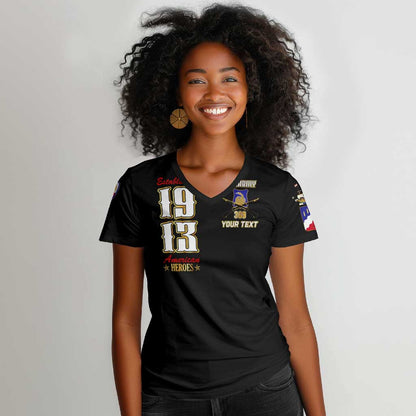 Harlem Hellfighters 1913 Women V-Neck T-Shirt Fight with Honor, Stand for Dignity - 369th Infantry Regiment - African Pride