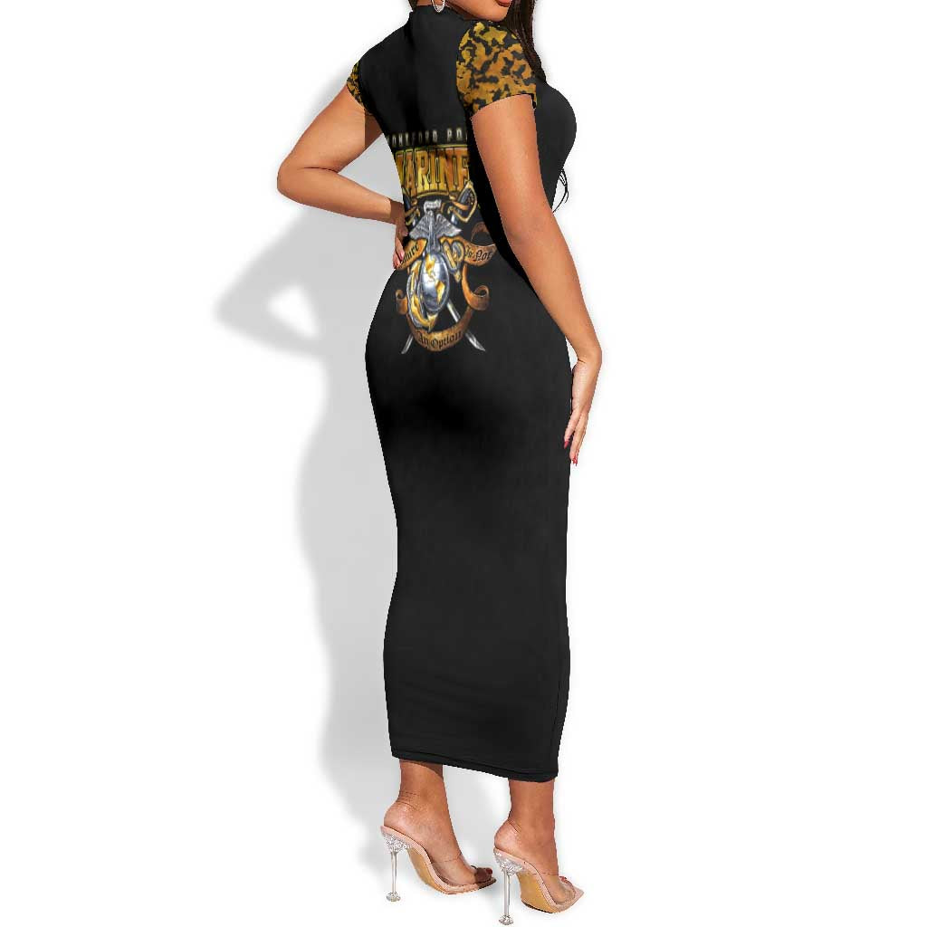 Montford Point Marines Short Sleeve Bodycon Dress Afro Black History Tribute DT02