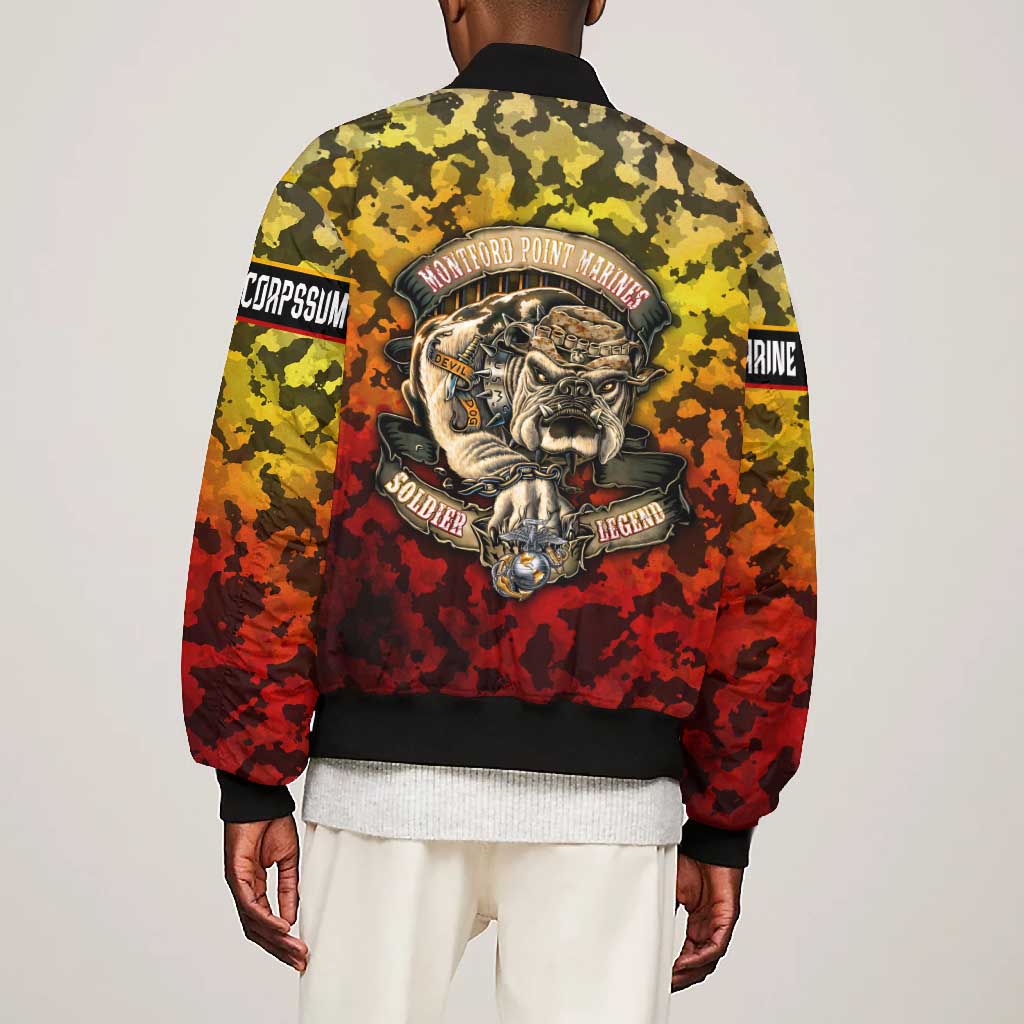 Montford Point Marines Bomber Jacket Afro Devil Dog Soldier Legend - African Pride