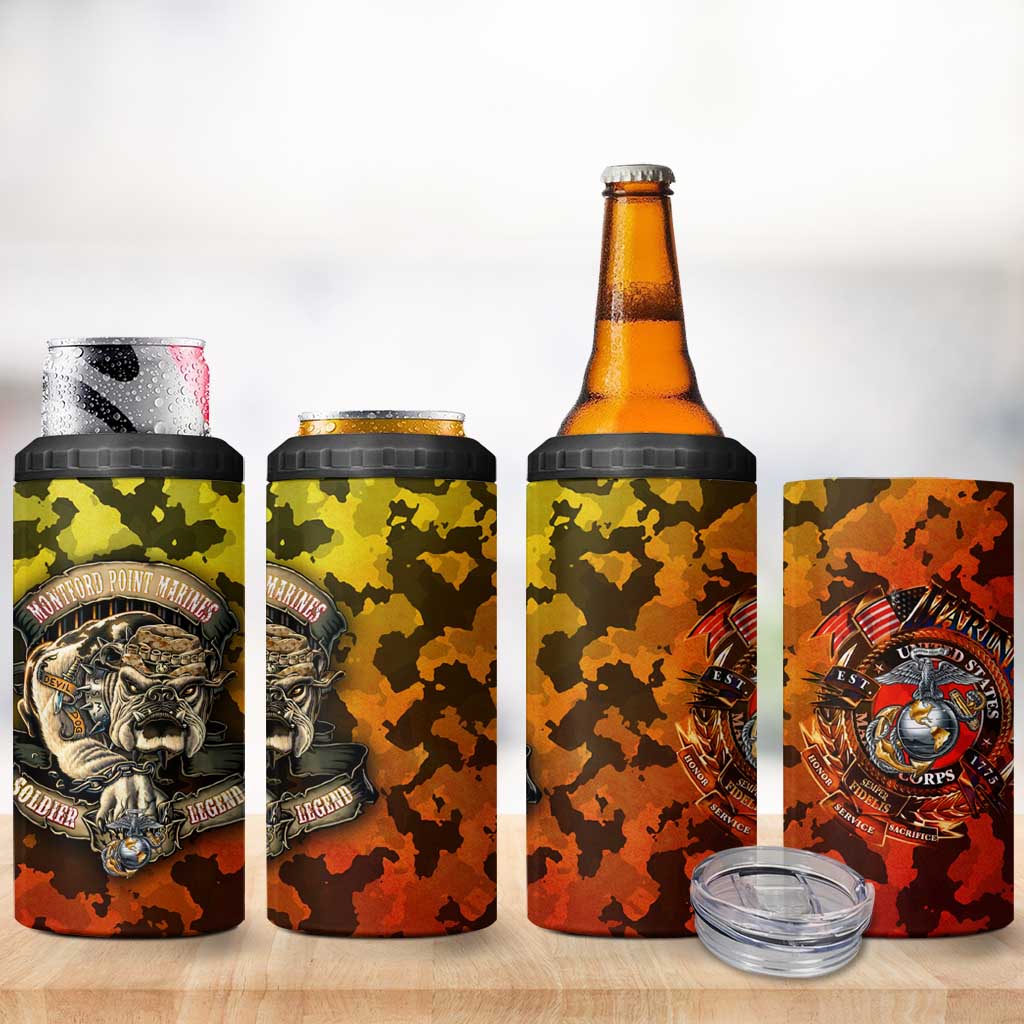 Montford Point Marines 4 in 1 Can Cooler Tumbler Afro Devil Dog Soldier Legend - African Pride