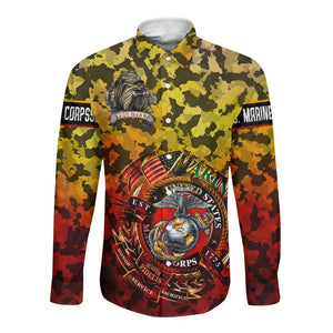 Montford Point Marines Long Sleeve Button Shirt Afro Devil Dog Soldier Legend - African Pride