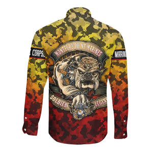 Montford Point Marines Long Sleeve Button Shirt Afro Devil Dog Soldier Legend - African Pride
