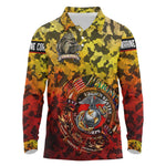 Montford Point Marines Long Sleeve Polo Shirt Afro Devil Dog Soldier Legend - African Pride