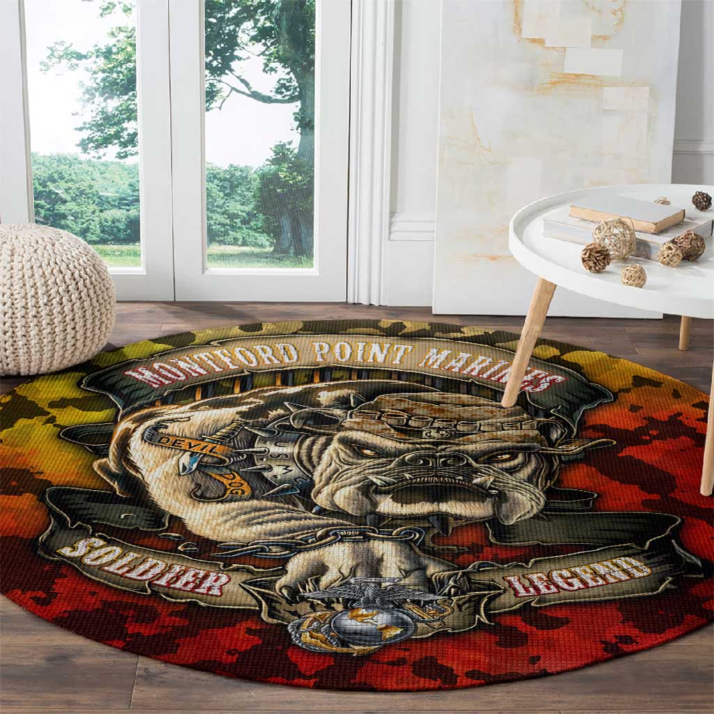 Montford Point Marines Round Carpet Afro Devil Dog Soldier Legend - African Pride