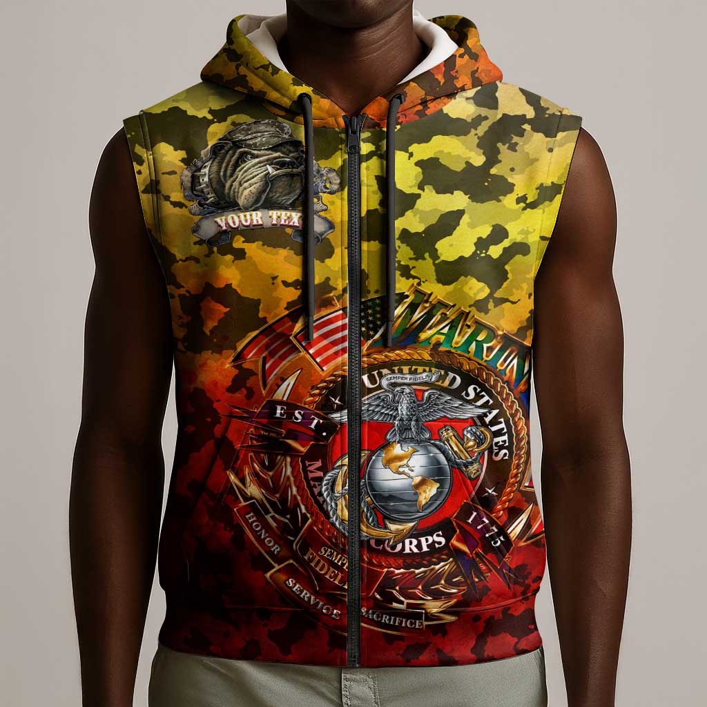 Montford Point Marines Sleeveless Zip Hoodie Afro Devil Dog Soldier Legend - African Pride