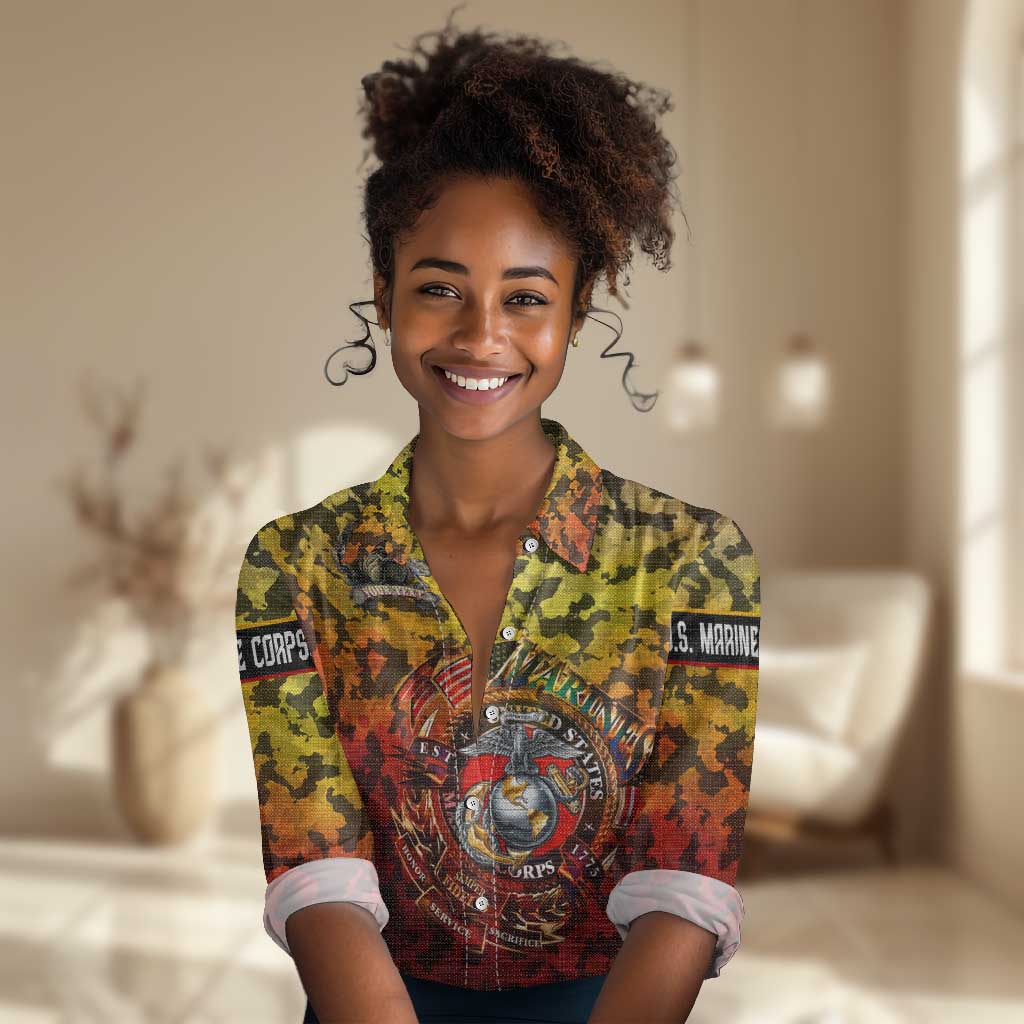 Montford Point Marines Women Casual Shirt Afro Devil Dog Soldier Legend - African Pride
