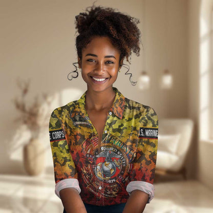 Montford Point Marines Women Casual Shirt Afro Devil Dog Soldier Legend - African Pride