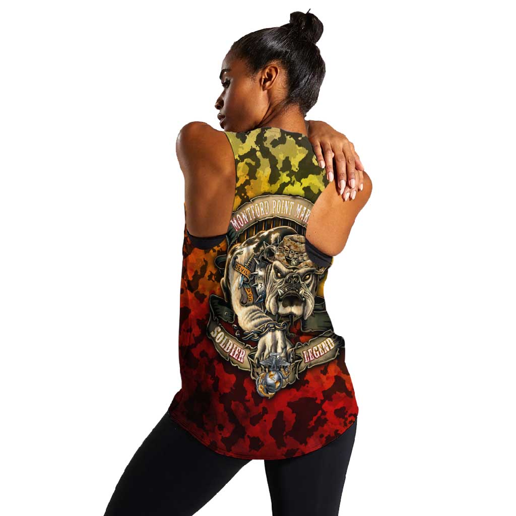 Montford Point Marines Women Racerback Tank Afro Devil Dog Soldier Legend - African Pride